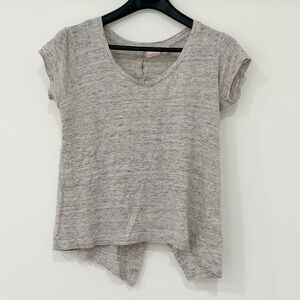 St. Tropez West Heather Gray V-Neck Linen Top Shirt Small